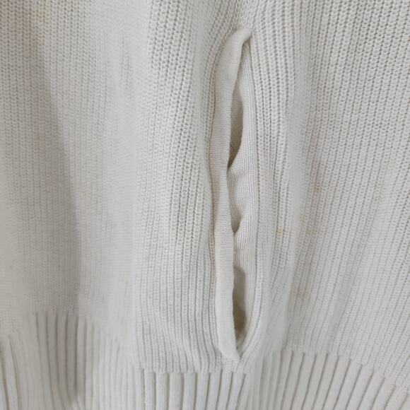 T by Talbots Womens Sweater Large Ivory Drawstring Cowlneck Waffle Knit Pullover - Picture 8 of 13